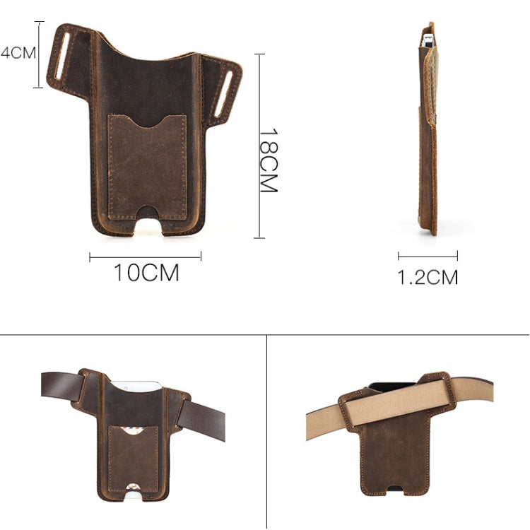 CONTACTS FAMILY Crazy Horse Leather Large Screen Mobile Phone Belt Holster(Brown) by CONTACTS FAMILY