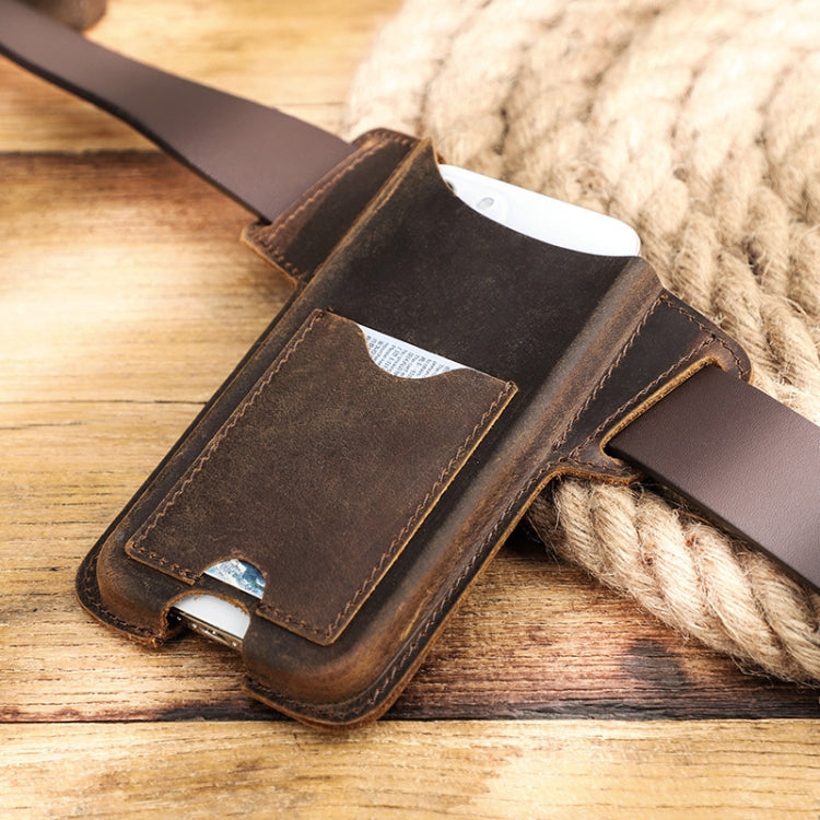 CONTACTS FAMILY Crazy Horse Leather Large Screen Mobile Phone Belt Holster(Brown) by CONTACTS FAMILY