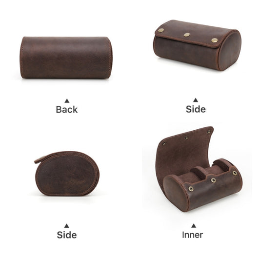 CONTACTS FAMILY Vintage Crazy Horse Leather Portable Outdoor Watch Case(Brown) by CONTACTS FAMILY