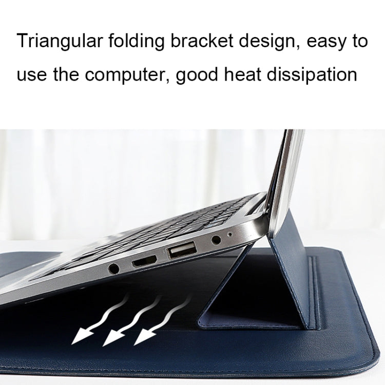 PU08DZ Leather Laptop Liner Bag with Stand Function, Size: 14.1-15.4 inches(Cowhide Yellow) by bashfashion