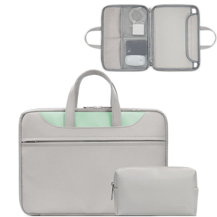 Baona BN-Q006 PU Leather Full Opening Laptop Handbag For 11/12 inches(Gray+Mint Green+Power Bag) by Baona