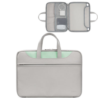 Baona BN-Q006 PU Leather Full Opening Laptop Handbag For 13/13.3 inches(Gray+Mint Green) by Baona