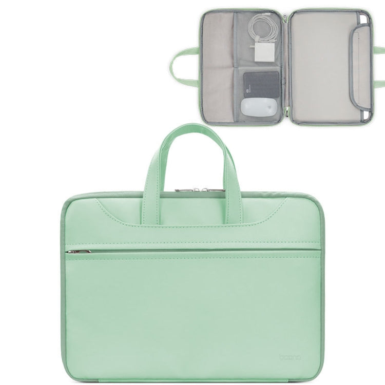 Baona BN-Q006 PU Leather Full Opening Laptop Handbag For 14 inches(Light Green) by Baona
