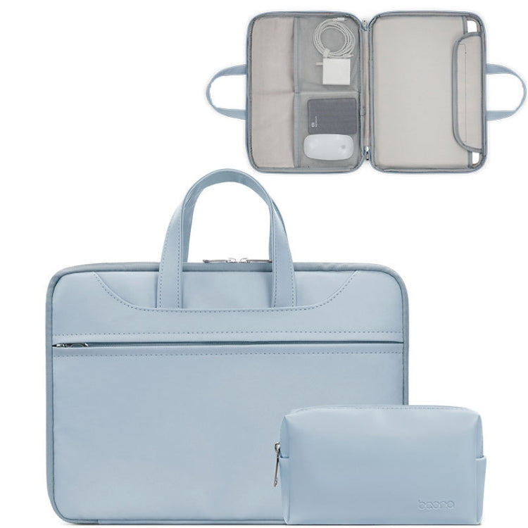 Baona BN-Q006 PU Leather Full Opening Laptop Handbag For 14 inches(Sky Blue+Power Bag) by Baona