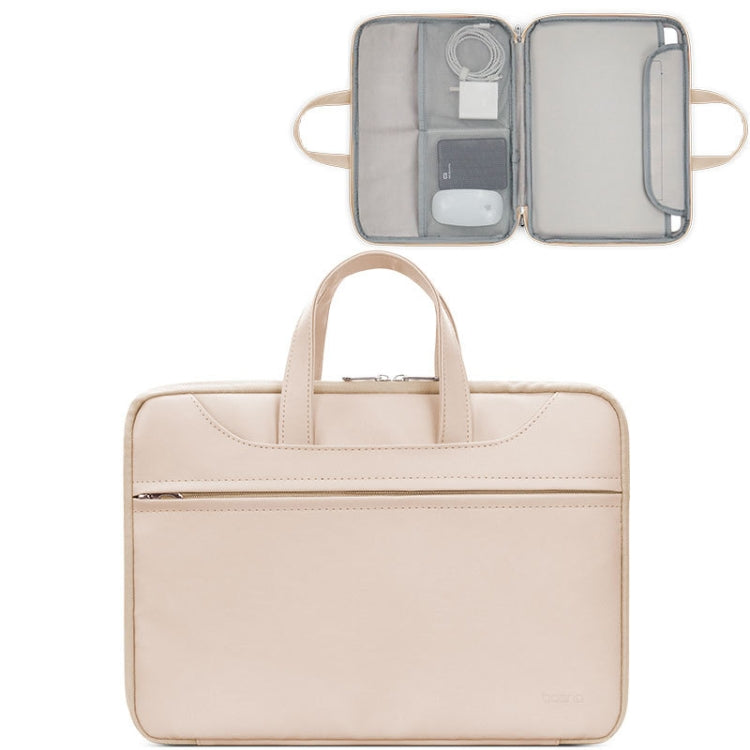 Baona BN-Q006 PU Leather Full Opening Laptop Handbag For 15/15.6/16 inches(Light Apricot Color) by Baona
