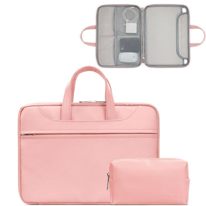 Baona BN-Q006 PU Leather Full Opening Laptop Handbag For 15/15.6/16 inches(Pink+Power Bag) by Baona