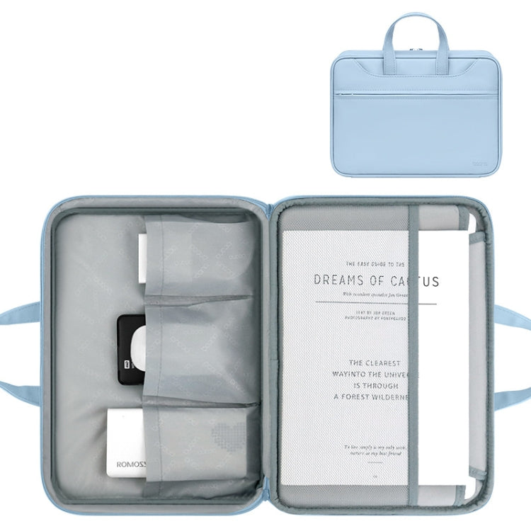 Baona BN-Q006 PU Leather Full Opening Laptop Handbag For 15/15.6/16 inches(Sky Blue Thicken) by Baona
