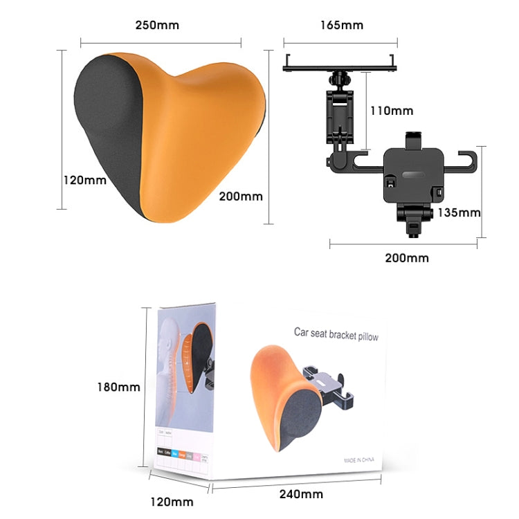 A09 Car Seat Headrest Memory Foam Comfortable Neck Pillow, Style: With Stand (Orange) by bashfashion