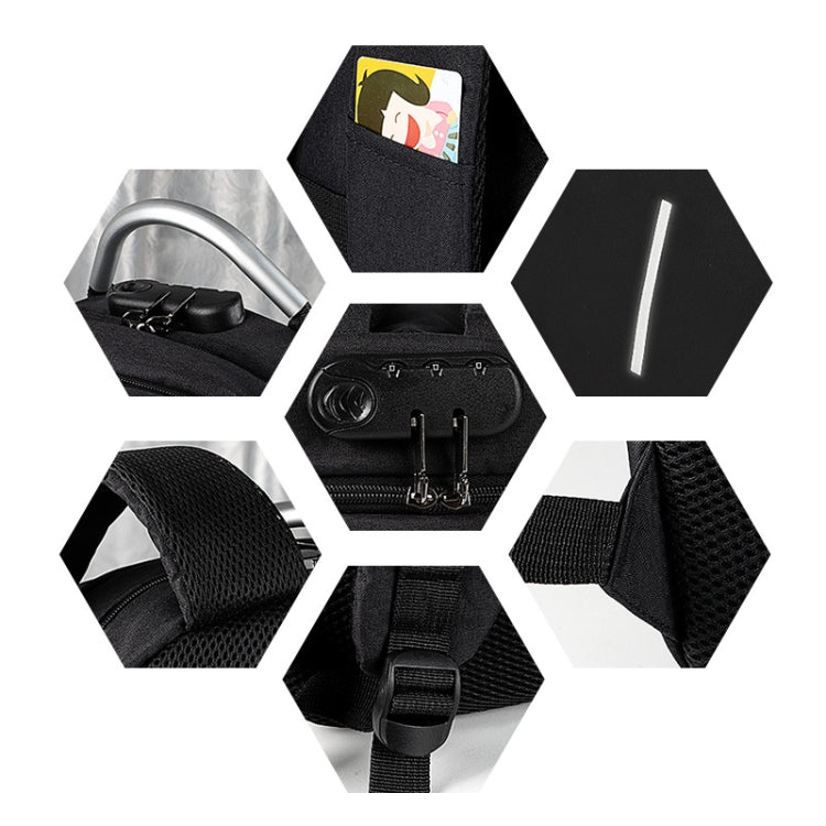 SJ16 Laptop Anti-Theft Backpack, Size: 13 inch-15.6 inch(Mysterious Black) by bashfashion