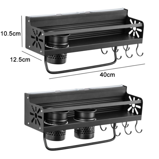 Kitchen Wall Mounted Seasoning Bottle Knife Storage Rack, Specifications A1 40cm One Cup 6 Hook by bashfashion