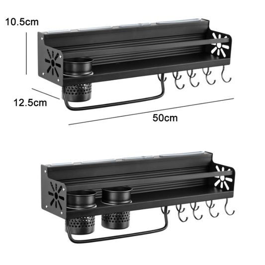 Kitchen Wall Mounted Seasoning Bottle Knife Storage Rack, Specifications B1 50cm One Cup 8 Hook by bashfashion