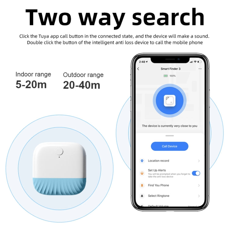 Wallet Key Finder Two Way Bluetooth Intelligent Anti-lost Device(Yellow) by bashfashion