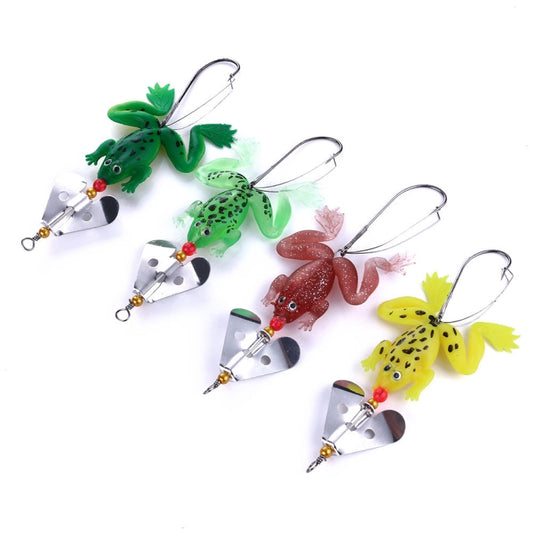 2 Sets HENGJIA SP011 7cm 6g Frog Soft Fish Sequins Freshwater Single Hook Bionic Bait(4 Colors) by HENGJIA