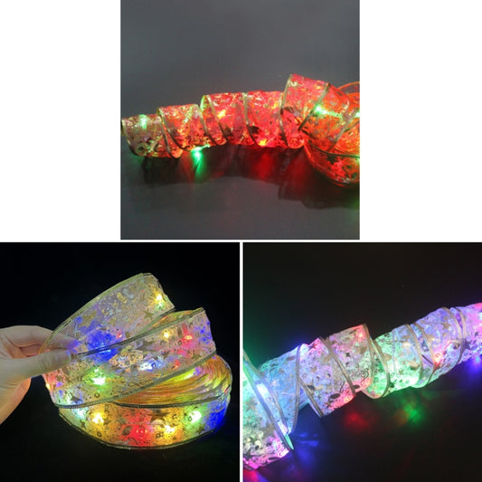 Christmas LED Lights Bronzing Double Ribbon String Lights, Specification: 20m(Gold Color Light) by bashfashion