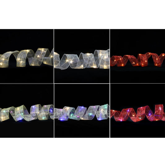 Christmas Ornament Double Light Board Yarn Ribbon String Lights, Specification: 10m(Red Warm Light) by bashfashion