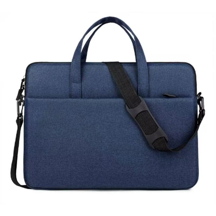 ST09 Portable Single-shoulder Laptop Bag, Size: 14.1-15.4 inches(Navy Cyan with Shoulder Strap) by bashfashion