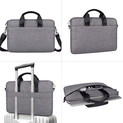 ST09 Portable Single-shoulder Laptop Bag, Size: 14.1-15.4 inches(Gray with Shoulder Strap) by bashfashion