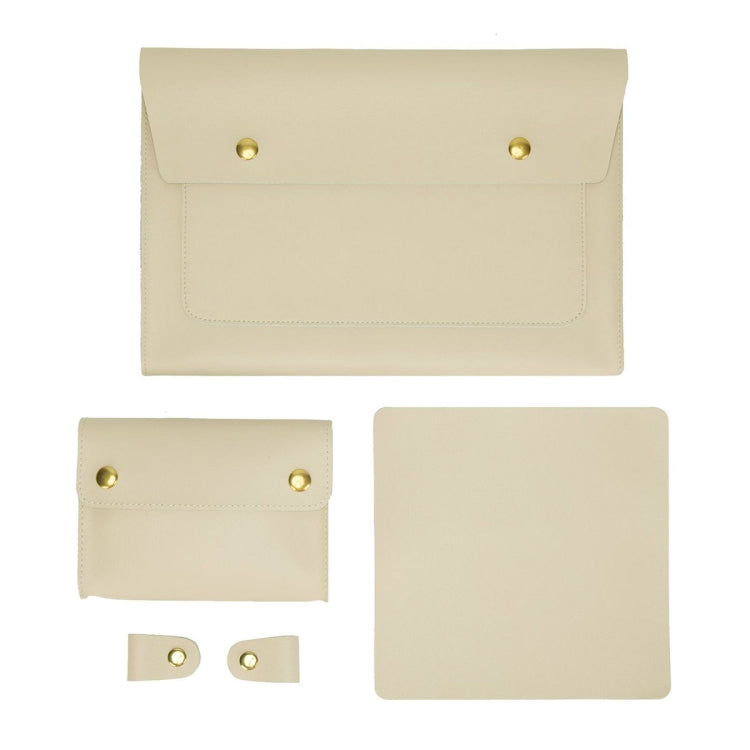 S178 3 In 1 Leather Waterproof Laptop Liner Bag, Size: 14 inches(Apricot) by bashfashion