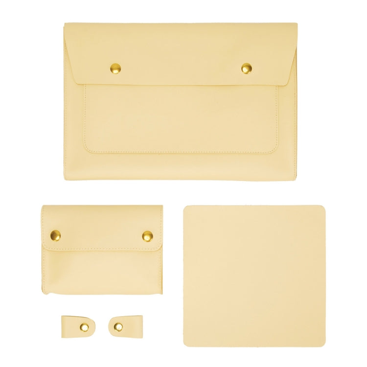 S178 3 In 1 Leather Waterproof Laptop Liner Bag, Size: 15 inches(Light Yellow) by bashfashion