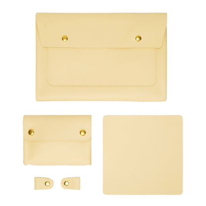 S178 3 In 1 Leather Waterproof Laptop Liner Bag, Size: 15 inches(Light Yellow) by bashfashion