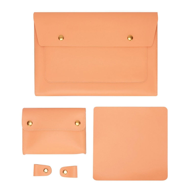 S178 3 In 1 Leather Waterproof Laptop Liner Bag, Size: 15 inches(Honeydet Oranges) by bashfashion
