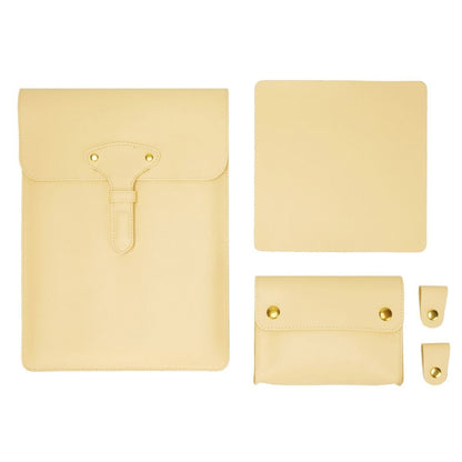 S177 3 In 1 Leather Waterproof Laptop Liner Bags, Size: 13 inches(Light Yellow) by bashfashion