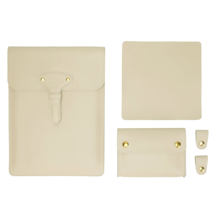S177 3 In 1 Leather Waterproof Laptop Liner Bags, Size: 13 inches(Apricot) by bashfashion