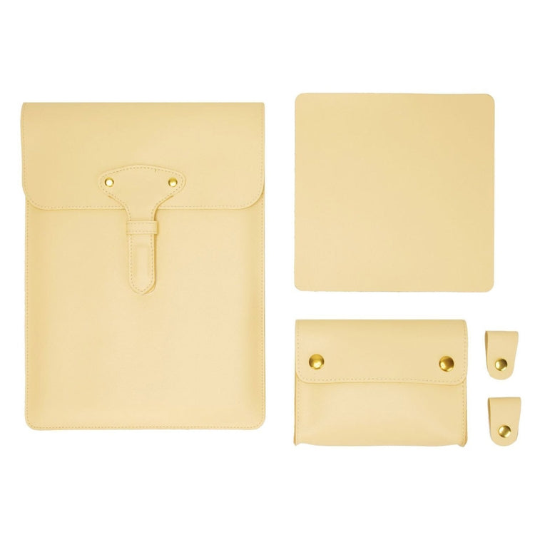 S177 3 In 1 Leather Waterproof Laptop Liner Bags, Size: 15 inches(Light Yellow) by bashfashion