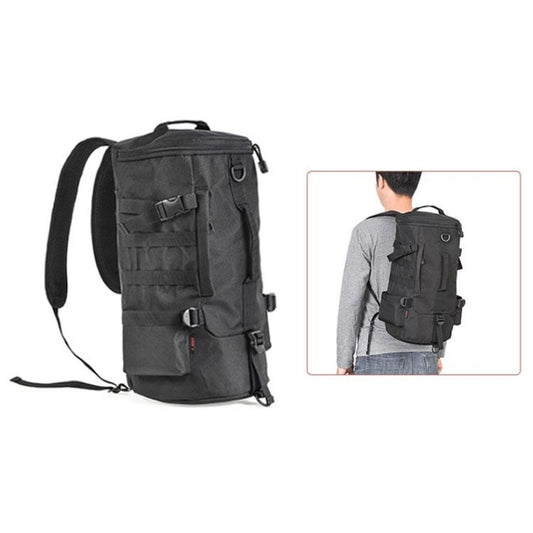 LEO 28085 Cylina Shape Fishing Gear Backpack Fishing Rod Outdoor Shoulder Bag(28085-B Black) by LEO