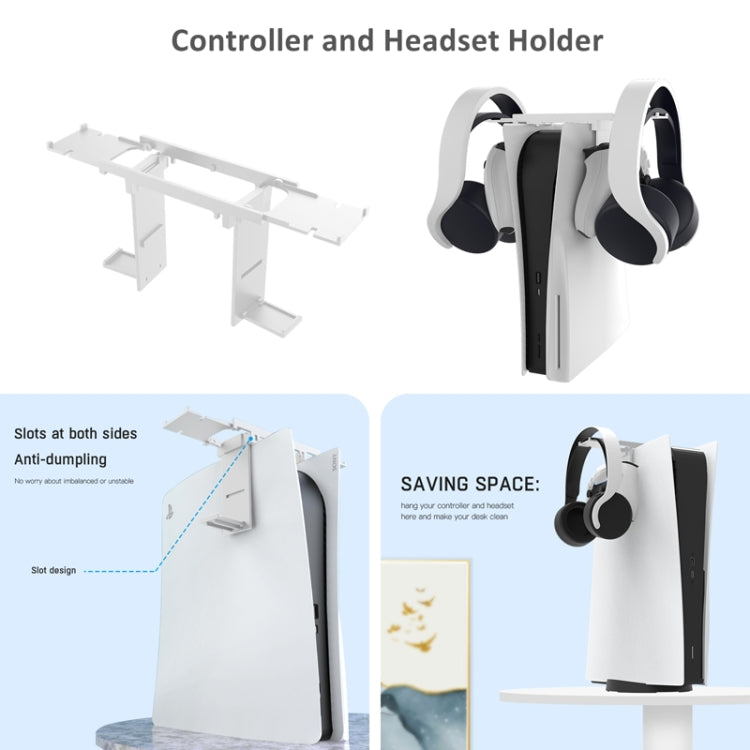 JYS JYS-P5151 For PS5 12 In 1 Handle Charger + Rocker Cap + Privacy Cover + Silicone Cover + Bracket Set, US Plug (Black) by bashfashion