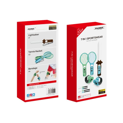 DOBE TNS-2123 Sports Lightsaber + Leg Strap + Tennis Racket + Wrist Strap 7 In 1 Sports Set For Nintendo Switch by DOBE