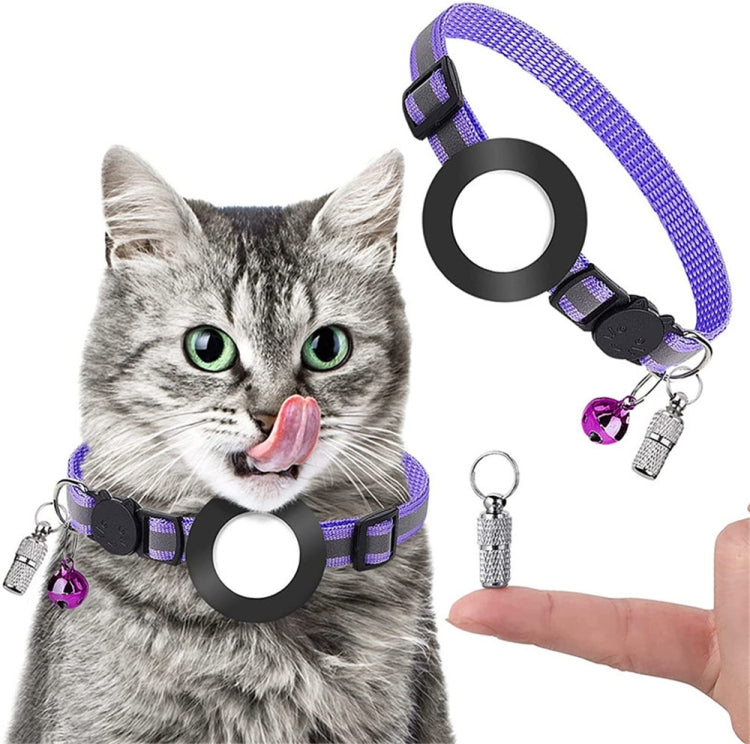 Pet Anti Lost Address Pendant Collar with Bell for Airtag(Purple) by bashfashion
