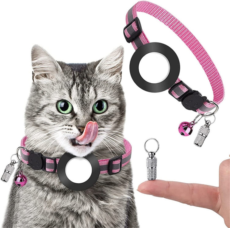 Pet Anti Lost Address Pendant Collar with Bell for Airtag(Pink) by bashfashion