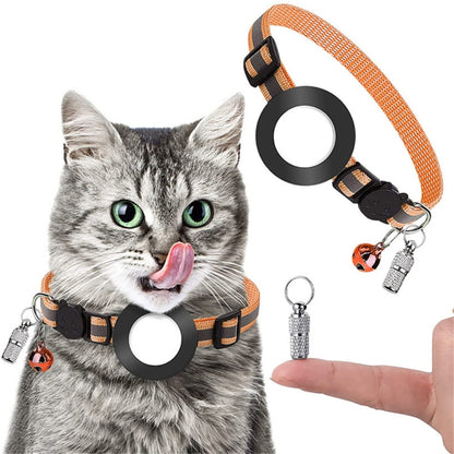 Pet Anti Lost Address Pendant Collar with Bell for Airtag(Orange) by bashfashion