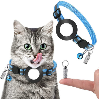 Pet Anti Lost Address Pendant Collar with Bell for Airtag(Blue) by bashfashion