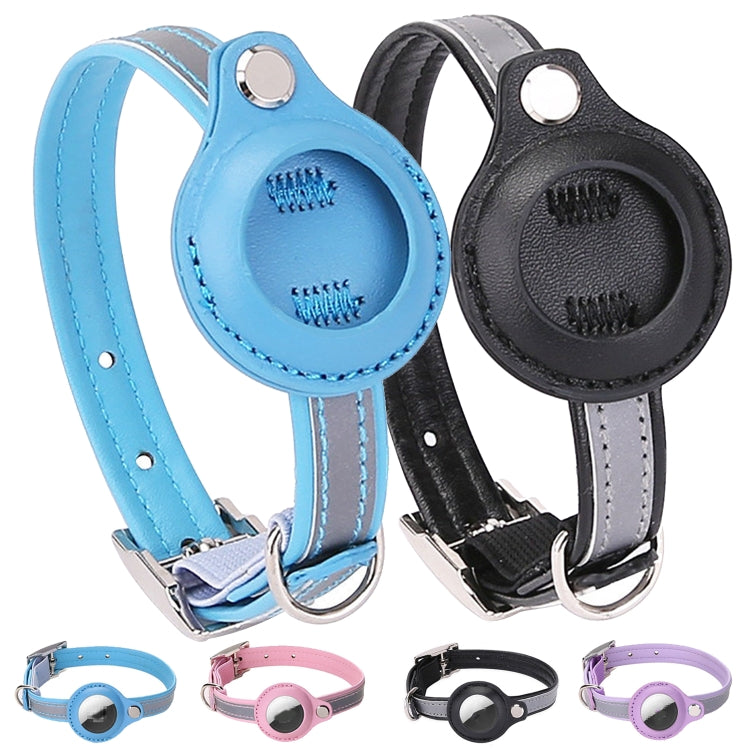 For Airtag Tracker Protective Cover Pet PU Collar, Specification: M(Purple) by bashfashion