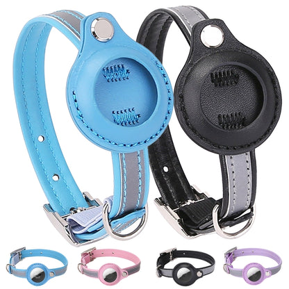 For Airtag Tracker Protective Cover Pet PU Collar, Specification: XS(Black) by bashfashion