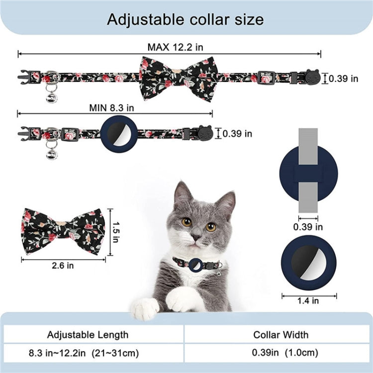 Anti-Lost Printed Bow Pet Collar with Bell for AirTag(Orange) by bashfashion