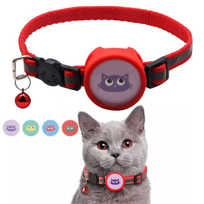 Pet Reflective Collar with Bell for AirTag(Red) by bashfashion