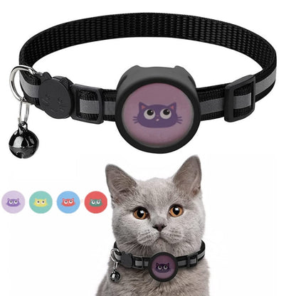Pet Reflective Collar with Bell for AirTag(Black) by bashfashion