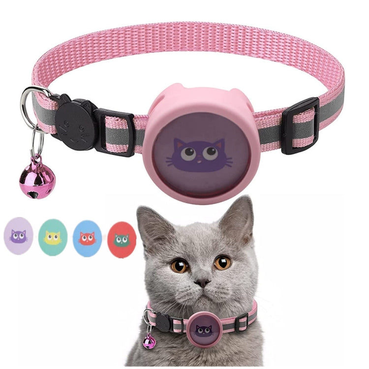 Pet Reflective Collar with Bell for AirTag(Pink) by bashfashion