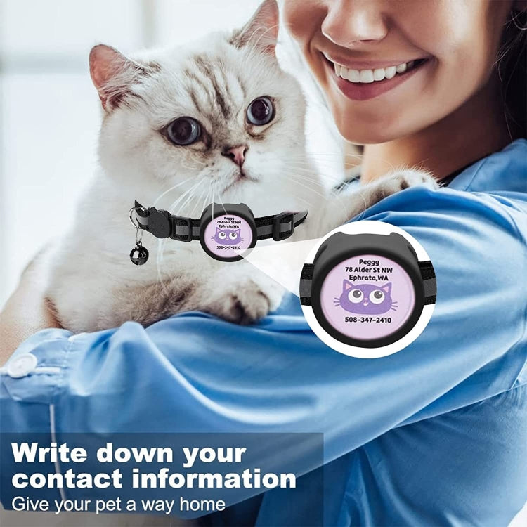 Pet Reflective Collar with Bell for AirTag(Black) by bashfashion
