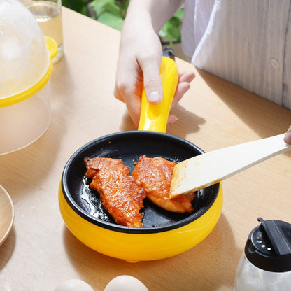 350W Electric Egg Omelette Cooker Frying Pan Steamer Cooker,EU Plug,Style: Pan+Wood Shovel Yellow by bashfashion