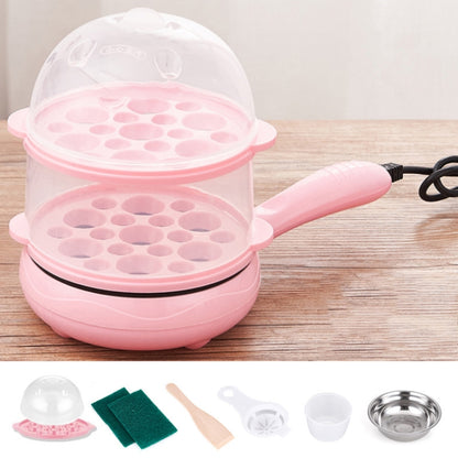 350W Electric Egg Omelette Cooker Frying Pan Steamer Cooker,EU Plug,Style: Double Layer Set Pink by bashfashion