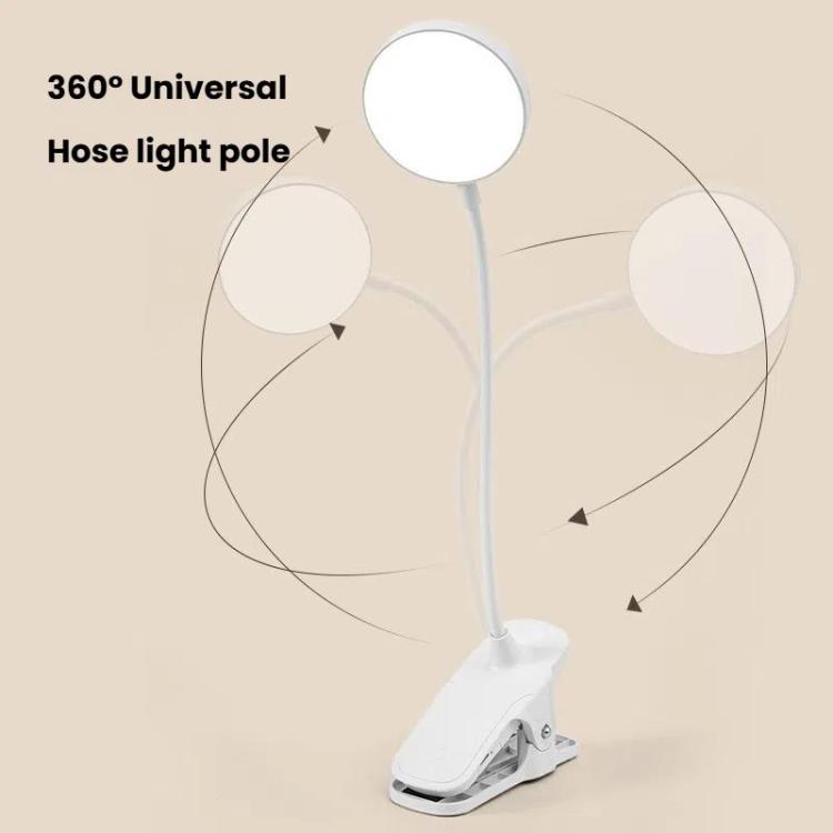 Three-color Temperature Infinite Dimming LED Clip Eye Protection Bedside Lamp(4000XH/Dual-purpose + Cable) by bashfashion