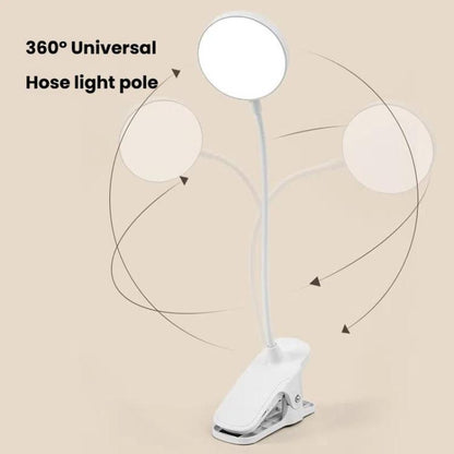 Three-color Temperature Infinite Dimming LED Clip Eye Protection Bedside Lamp(4000XH/Dual-purpose + Cable) by bashfashion