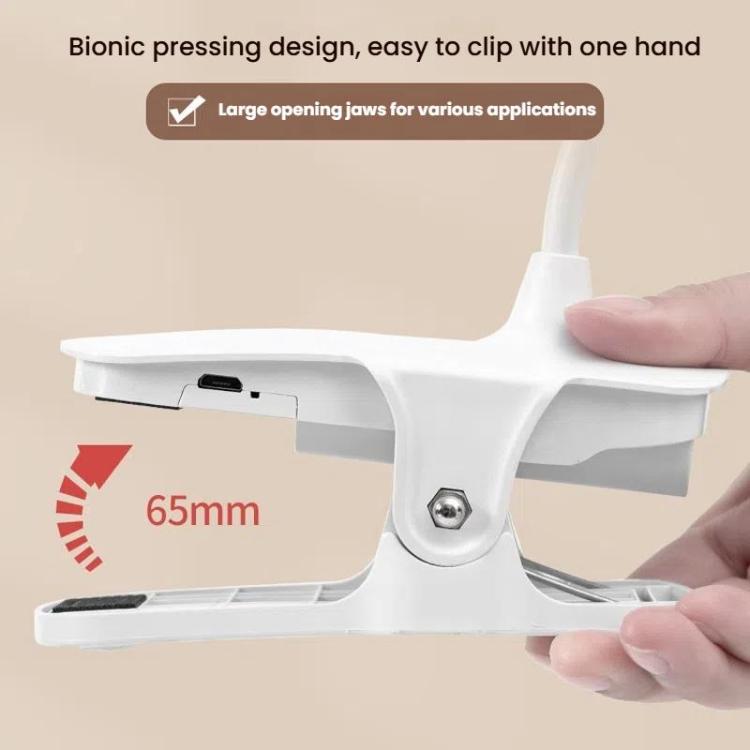 Three-color Temperature Infinite Dimming LED Clip Eye Protection Bedside Lamp(4000XH/Dual-purpose + Cable) by bashfashion