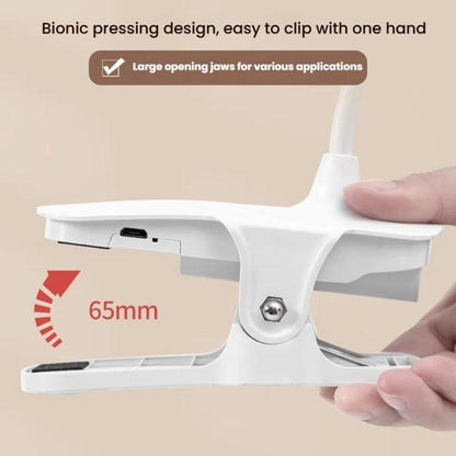 Three-color Temperature Infinite Dimming LED Clip Eye Protection Bedside Lamp(4000XH/Dual-purpose + Cable) by bashfashion