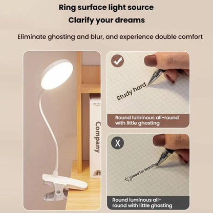 Three-color Temperature Infinite Dimming LED Clip Eye Protection Bedside Lamp(4000XH/Dual-purpose + Cable) by bashfashion