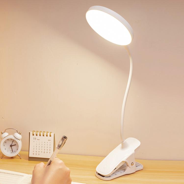 Three-color Temperature Infinite Dimming LED Clip Eye Protection Bedside Lamp(4000XH/Dual-purpose + Cable) by bashfashion
